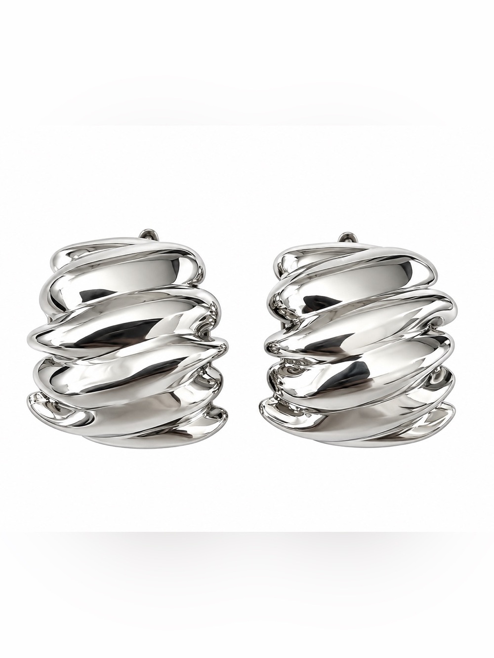 Forever 21 Shiny Silver Twisted Hoop Earrings